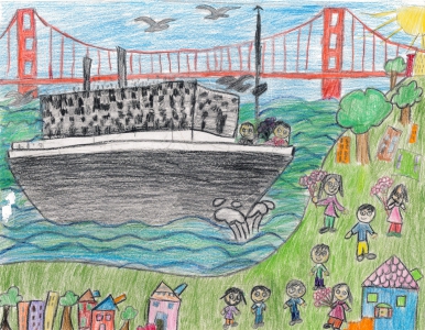 Jenna Ryan / Past Meets Present - Greeting Great-Grandmother's Boat / Honorable Mention / Grade 3